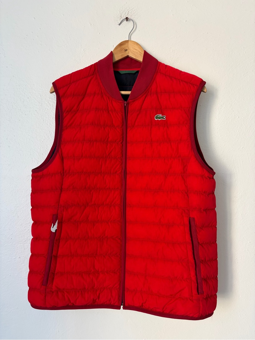 Lacoste Men's Bright Red Quilted Sleeveless Vest